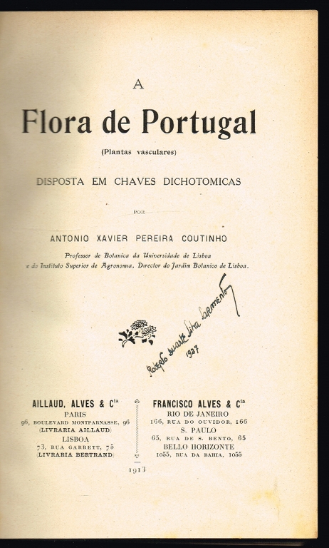 A FLORA DE PORTUGAL (plantas vasculares) disposta em chaves dichotomicas